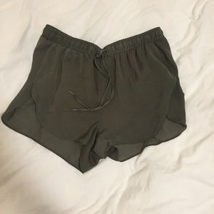 Silky Olive Green Shorts